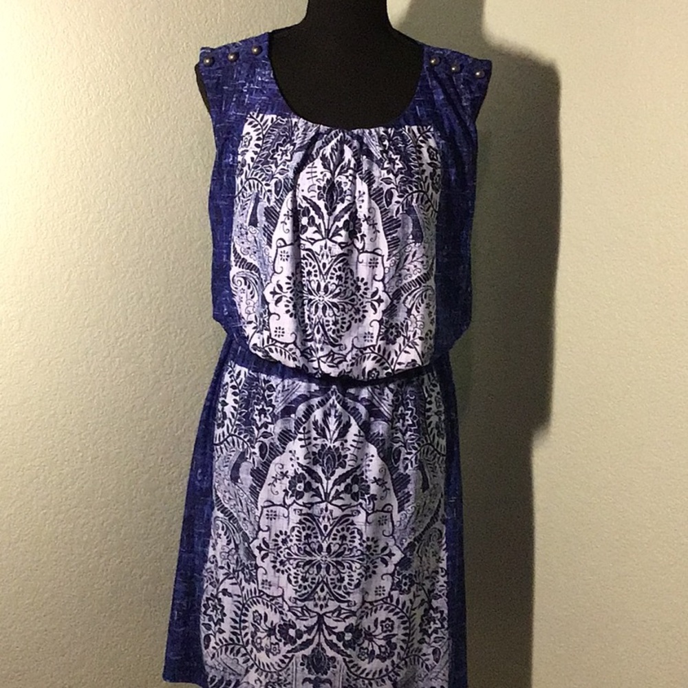 Corey P Floral Blue Dress Knee Length